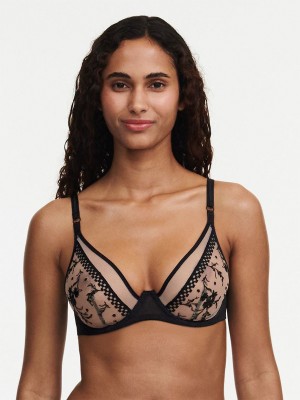 Beige Black Chantelle Suzy Lace Underwire Women Bras | FUV4089UA