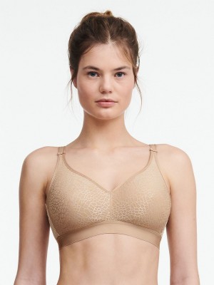 Beige Brown Chantelle C Magnifique Full Bust Wirefree Women Bras | TXU5842FL