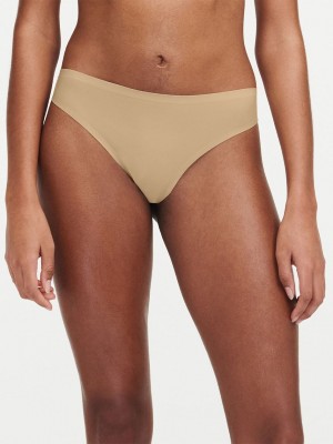 Beige Brown Chantelle SoftStretch Women Thong Panty | QIK4460KK