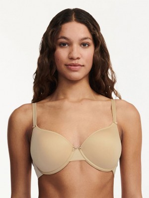 Beige Chantelle Basic Invisible Smooth Support Women T-Shirt Bra | NQH5929NK