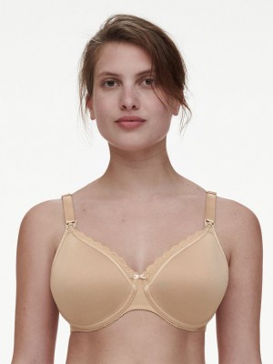 Beige Chantelle Merci Lightweight Nursing Women Bras | QEX4218KD