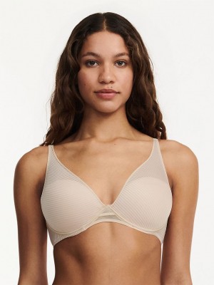 Beige Chantelle Nais Plunge Contour Women Bras | DVI6190JW