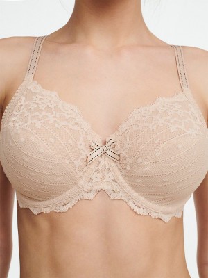 Beige Chantelle Rive Gauche Full Coverage Women Unlined Bra | YVE8862PC