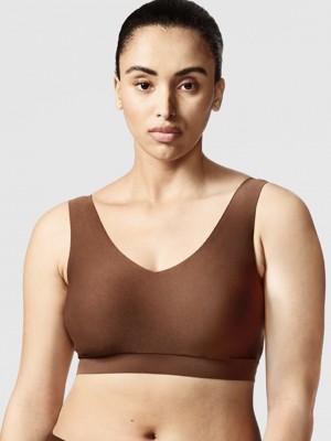 Beige Chantelle SoftStretch Padded V-Neck Women Sports Bra | OFX3262GS