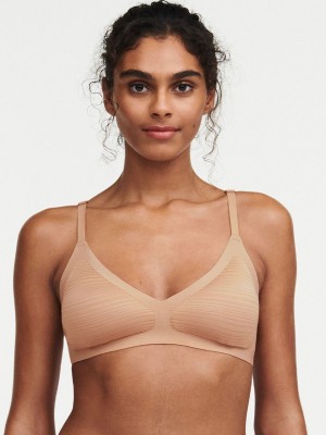 Beige Chantelle SoftStretch Stripes Women Bralettes | VZI4689CF