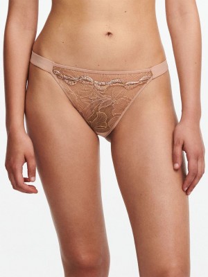 Beige Chantelle Xtravagant Lace Women Thong Panty | IBW7151RT