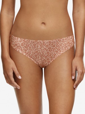 Beige Leopard Chantelle SoftStretch Women Thong Panty | EJU6139MB