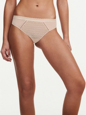 Beige Pink Chantelle Monogram Cheeky Women Bikini Bottoms | YAD949HZ