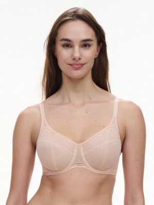 Beige Pink Chantelle Origins Lace Full Coverage Underwire Women Bras | RPJ3413EI