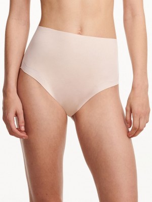 Beige Pink Chantelle Pure Light High Waist Women Briefs | NOK8091FN