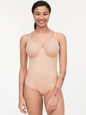 Beige Pink Chantelle Smooth Lines Shaping Women Bodysuit | VJD6556SW