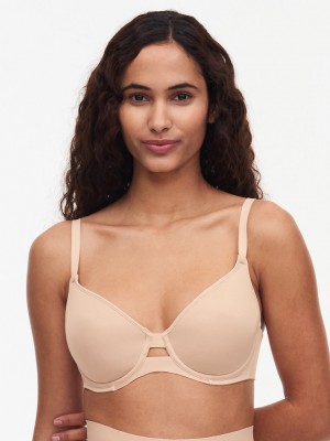 Beige Pink Chantelle Smooth Lines Smoothing Minimizer Women T-Shirt Bra | YGN151TV