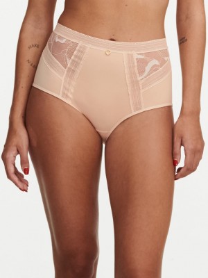 Beige Pink Chantelle True Lace High Waisted Women Briefs | AUM4931HZ