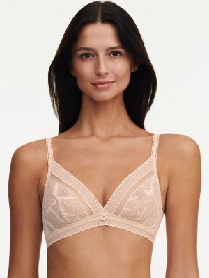 Beige Pink Chantelle True Lace Wireless Women Bras | CZC6653VY