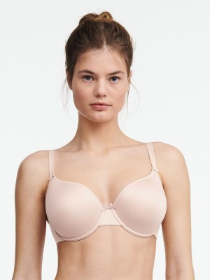 Beige Rose Chantelle Basic Invisible Smooth Support Women T-Shirt Bra | XUC857AR