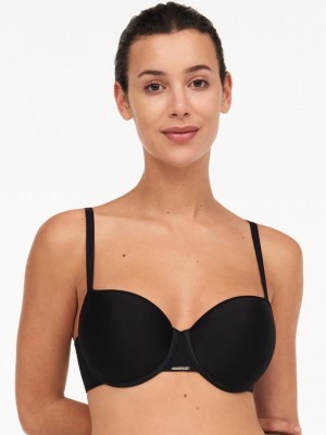 Black Chantelle Bare Essential Custom Fit Women T-Shirt Bra | NQA8889TZ