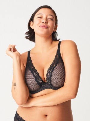 Black Chantelle Brooklyn Plunge Women Bras | OZI436AE