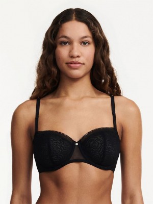 Black Chantelle C Jolie Demi Women Bras | EAW6070ME