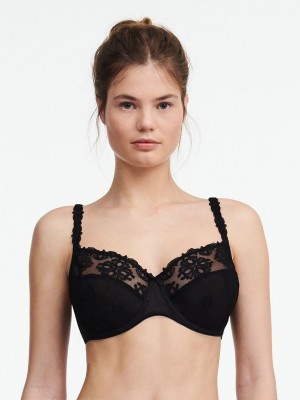 Black Chantelle Champs Elysees Full Coverage Women Unlined Bra | ZIN3757DZ