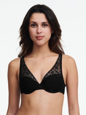 Black Chantelle Day to Night Lace Convertible Plunge Women Bras | GVX1555QK