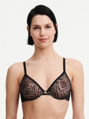 Black Chantelle Graphic Allure Sheer Underwire Women Unlined Bra | HRX7791OH