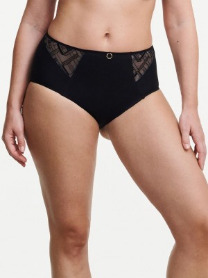 Black Chantelle Graphic Support Smoothing Full Women Briefs | QZU5382JD