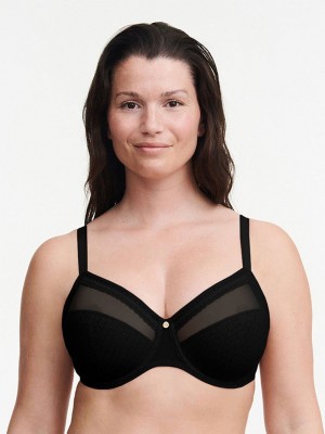 Black Chantelle Lucie Lace Comfort Underwire Women Bras | WKX5774JV