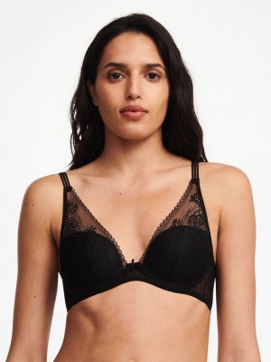 Black Chantelle Maddie Plunge Women T-Shirt Bra | ZAC6057KF