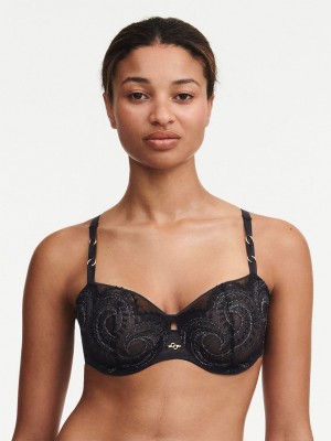 Black Chantelle Mystic Dream Lace Demi Women Unlined Bra | VYS7576WL