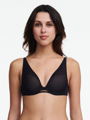 Black Chantelle Nais Plunge Contour Women Bras | TYW6528OW