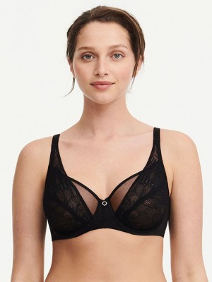 Black Chantelle Naya Lace Underwire Women Unlined Bra | RAL905PG