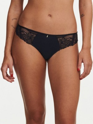 Black Chantelle Orangerie Dream Women Thong Panty | EXK824BY