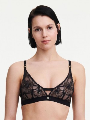 Black Chantelle Orchids Wireless Triangle Women Bras | FKZ5229GG