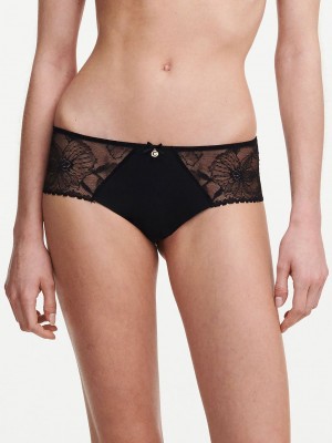 Black Chantelle Orchids Women Hipster Panty | DDR6469ZJ