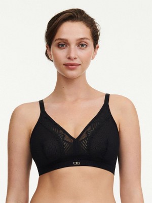 Black Chantelle Origins Lace Full Support Wireless Women Bras | IXW4122EL