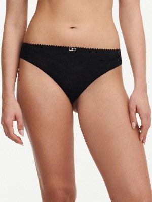 Black Chantelle Origins Lace Women Thong Panty | YDM5337BJ