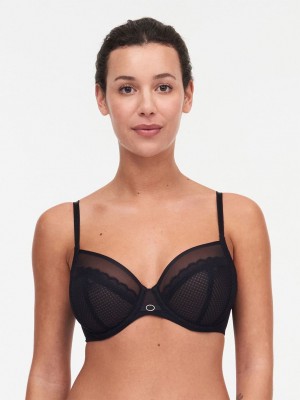 Black Chantelle Parisian Allure Plunge Women Unlined Bra | VPJ5935AJ