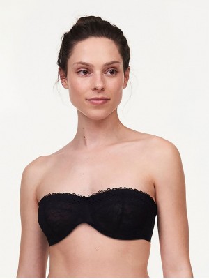 Black Chantelle Pila Bandeau Underwire Women Bras | XPN8279TM