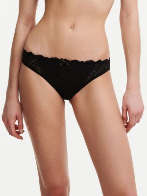 Black Chantelle Rive Gauche Lace Women Bikini Panty | MZR2136ZW