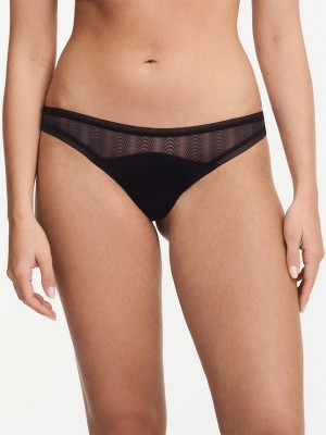 Black Chantelle Romane Women Thong Panty | NGT7166YD