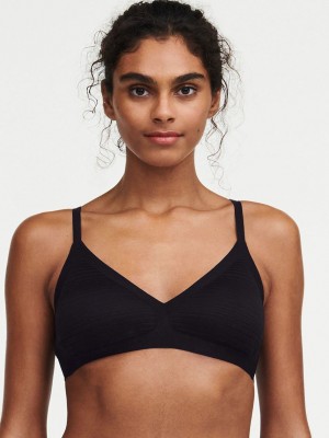 Black Chantelle SoftStretch Stripes Women Bralettes | YSM5976AP