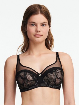 Black Chantelle True Lace Full Coverage Underwire Women Bras | CXC9250TH