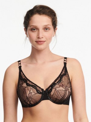 Black Chantelle Xtravagant Lace Underwire Women Unlined Bra | HSP1835QV