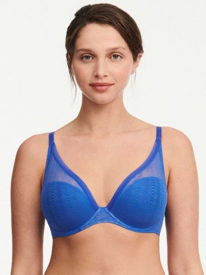 Blue Chantelle Romane Plunge Women T-Shirt Bra | AOJ7675AC