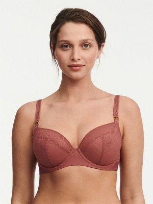 Brown Chantelle Graphic Allure Lace Plunge Women Unlined Bra | WLV5753SA