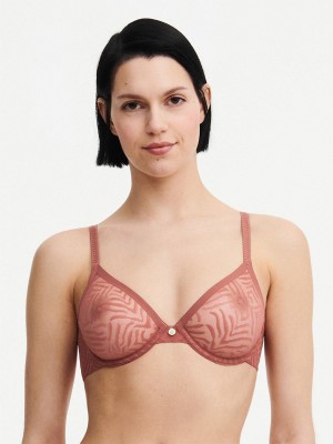 Brown Chantelle Graphic Allure Sheer Underwire Women Unlined Bra | BYX6586WQ