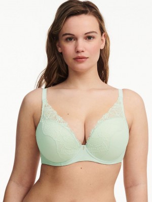 Green Chantelle Orangerie Dream Lace Contour Plunge Women Bras | OYR8350OP