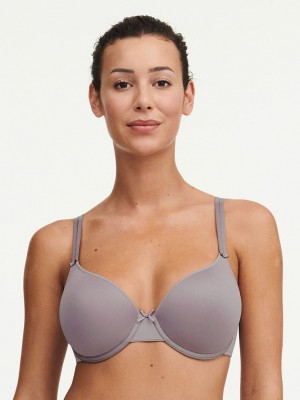 Grey Chantelle Basic Invisible Smooth Support Women T-Shirt Bra | YQL449NB