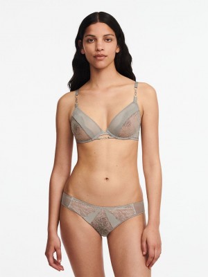 Grey Chantelle Spark Lace Underwire Women Unlined Bra | QUW8364ZQ