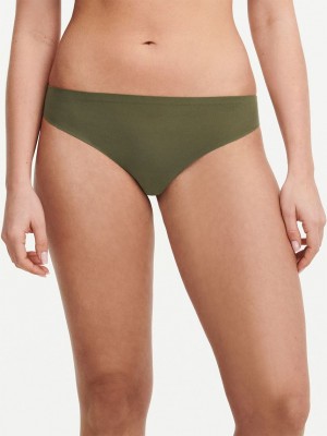 Khaki Green Chantelle SoftStretch Women Thong Panty | MVU6451AK